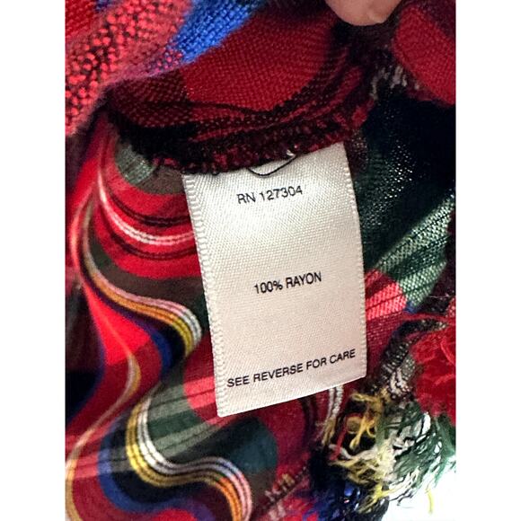 John Mark Size Small Top Shirt Plaid Button Down Frayed Hem Roll Tab Sleeve - Picture 12 of 13